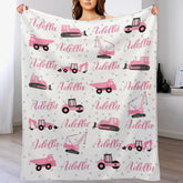 Colorful Construction Trucks Custom Name Baby blanket