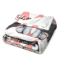 Custom Baby Blanket for Baby Boy Girls - Personalized Purple Elephant Flower Design for Kids Toddler Swaddling Birthday Gifts