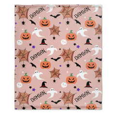 Personalized Custom Name Blanket-Halloween Pumpkin ghost