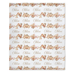 Personalizrd Vintage Floral Swaddle Blanket - Newborn Baby Name Blanket - Baby Shower Gift