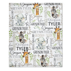 Livraison gratuite✈️Safari Name Custom Baby Blanket-Cadeau pour bébé