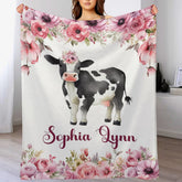 Personalized Baby Toddler Name Blanket-Farm Cow Animal