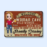 Woman Cave - Wild Women With Wine - Personalized Metal Sign - Birthday, Funny, Home Decor Gift For Her, Woman, Girl, Mother