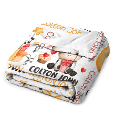 Personalized Baby Blanket with Name for Girls Boys Birthday Gift Cow Custom Baby Throw Blanket