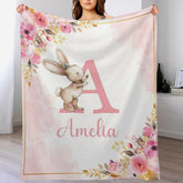 Personalized Baby Blanket with Name, Pink Bunny