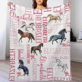 Personalized Floral Horse Baby Blanket - Gift for baby, Custom Name Blanket