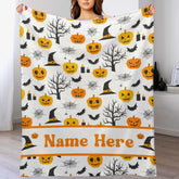 Custom Name with Pumpkin Blanket - Personalized Halloween Blanket