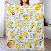 Personalized Honey Bee Name Blanket