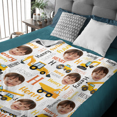 Personalized Custom Kid's Face Engineering vehicle blanket