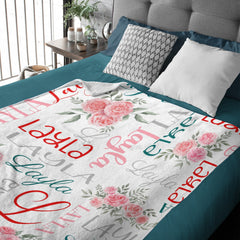 Personalized Floral Name Blanket