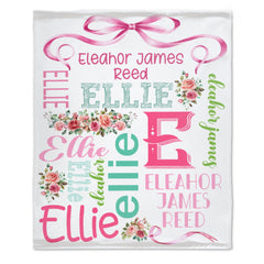 Personalized Custom Name Floral Baby Blanket