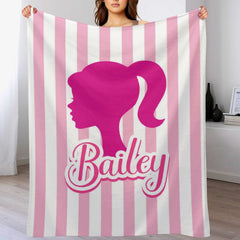 Personalized Name Custom Pink Girl Blanket