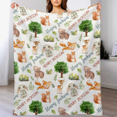 Personalized Forest Animals Theme Baby Name Blanket