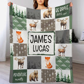 Personalized Baby Blankets With Name - Be Brave Little One, Small Animal Forest Blanket