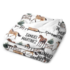 Personalized Swaddle Equestrian Baby Blanket - Horse