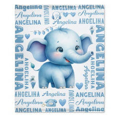Personalized Cute Pink Elephant Gift Name Blanket