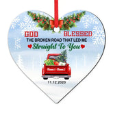 Love Couple Red Truck Christmas Heart Ornament