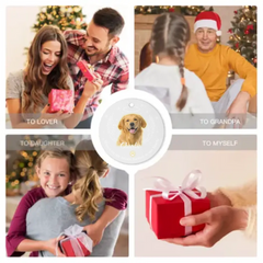 Ornement acrylique commémoratif personnalisé Pet Photo Paw Prints In Our Hearts - Cadeau pour les amoureux des animaux de compagnie