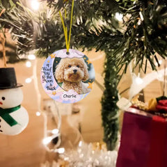 Je vous woof jusqu'à la lune et retour - Ornement de cercle acrylique personnalisé pour les amoureux des chiens