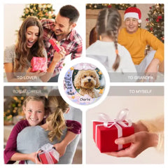 Je vous woof jusqu'à la lune et retour - Ornement de cercle acrylique personnalisé pour les amoureux des chiens