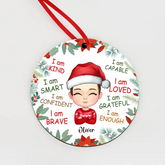 Personalized Gift For GrandChild I Am Kind Wood Circle Ornament