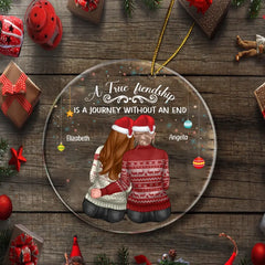 Une véritable amitié - Ornement personnalisé personnalisé Bestie - Forme ronde en acrylique - Cadeau de Noël pour les meilleurs amis, BFF, sœurs