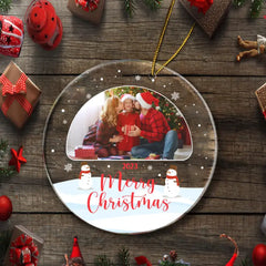 Souvenir de famille - Ornement photo acrylique en cercle personnalisé