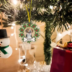 Ornement acrylique personnalisé de chat de chien de photo