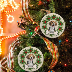 Ornement Rond En Céramique Chat de chien photo personnalisé