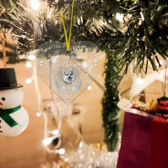 Ornement acrylique personnalisé de coeur commémoratif personnalisé de photo pour des amoureux d'animal familier