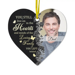 Toujours dans nos cœurs - Ornement acrylique commémoratif de Noël photo personnalisé