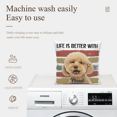 Photo personnalisée La vie est meilleure avec chien chat - Cadeau pour les amoureux des animaux de compagnie - Oreiller personnalisé