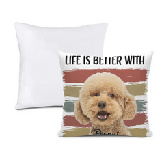 Photo personnalisée La vie est meilleure avec chien chat - Cadeau pour les amoureux des animaux de compagnie - Oreiller personnalisé