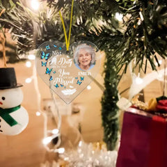 Ornement personnalisé commémoratif photo personnalisé - Acrylique en forme de cœur - Cadeau de Noël, Cadeau de sympathie