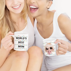 Visage personnalisé drôle de la meilleure maman papa du monde - Tasse photo personnalisée