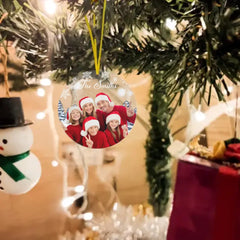 Ornement Acrylique Personnalisé De Noël En Famille Inséré Avec Photo Personnalisée
