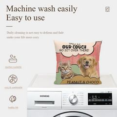 Oreiller personnalisé Photo personnalisée Chien Chat Go Sit There There - Cadeau pour les amoureux des animaux de compagnie