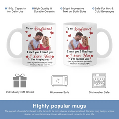 Tasse photo personnalisée pour couple - Je t'ai rencontré, je t'ai aimé, je t'aime