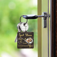 Porte-clés personnalisé en panneaux de fibres de bois, photo personnalisée pour couple - Mon cœur avait besoin de toi