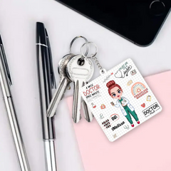 Porte-clés personnalisé en panneaux de fibres - Un docteur sage a écrit une fois - Cadeau d’appréciation pour le docteur