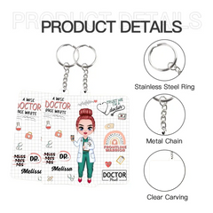 Porte-clés personnalisé en panneaux de fibres - Un docteur sage a écrit une fois - Cadeau d’appréciation pour le docteur