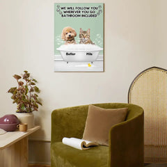 Photo de chat de chien personnalisée sur toile personnalisée - Suivez-vous partout où vous allez