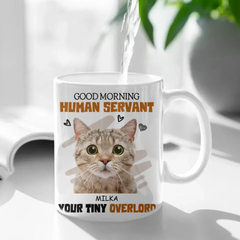 Mug personnalisé Photo personnalisée chat chien bonjour serviteur humain - cadeau pour les amoureux des animaux de compagnie