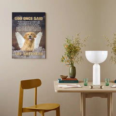 Toile murale personnalisée avec photo d'ange pour animaux de compagnie, dieu une fois dit berger avec des ailes