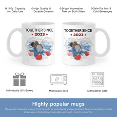 Couple Conjoint Photo Personnalisée Tasse Blanche Personnalisée - Ensemble Depuis Le Coeur De Pierre