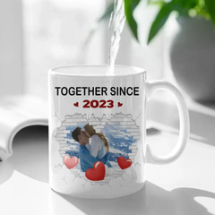 Couple Conjoint Photo Personnalisée Tasse Blanche Personnalisée - Ensemble Depuis Le Coeur De Pierre