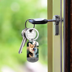 Porte-clés personnalisé avec photo d'animal de compagnie, cadeau commémoratif pour animal de compagnie