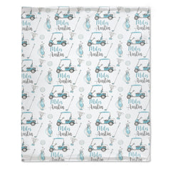 Personalized Swaddle Golf Nursery Theme Baby Blanket - Golf