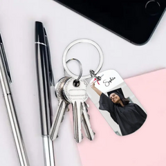 Porte-clés photo personnalisé pour remise de diplôme - C'est amusant mais je suis heureux que nous ayons terminé - Cadeau pour les diplômés