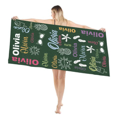 Serviette pour enfant avec nom personnalisé pour l'été et la plage